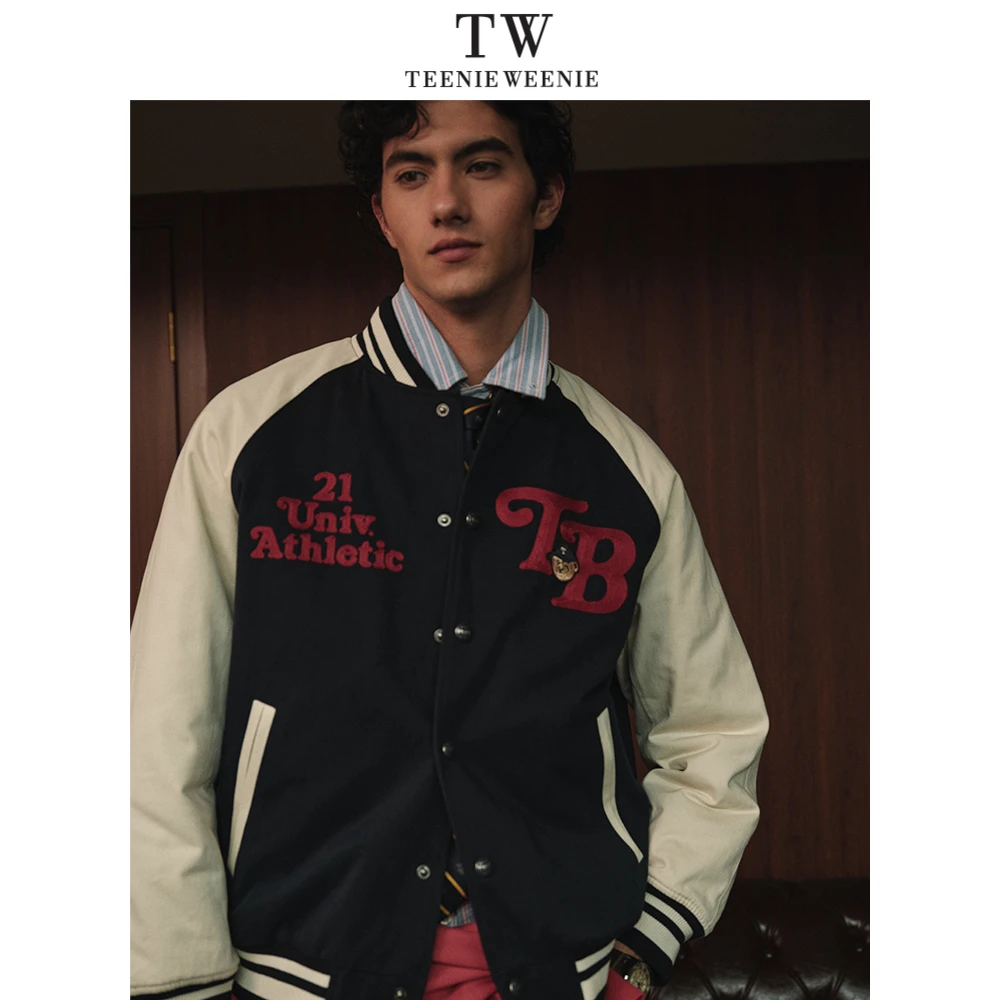 TeenieWeenie小熊男装新款立领潮酷撞色棒球服外套TNJP255202I