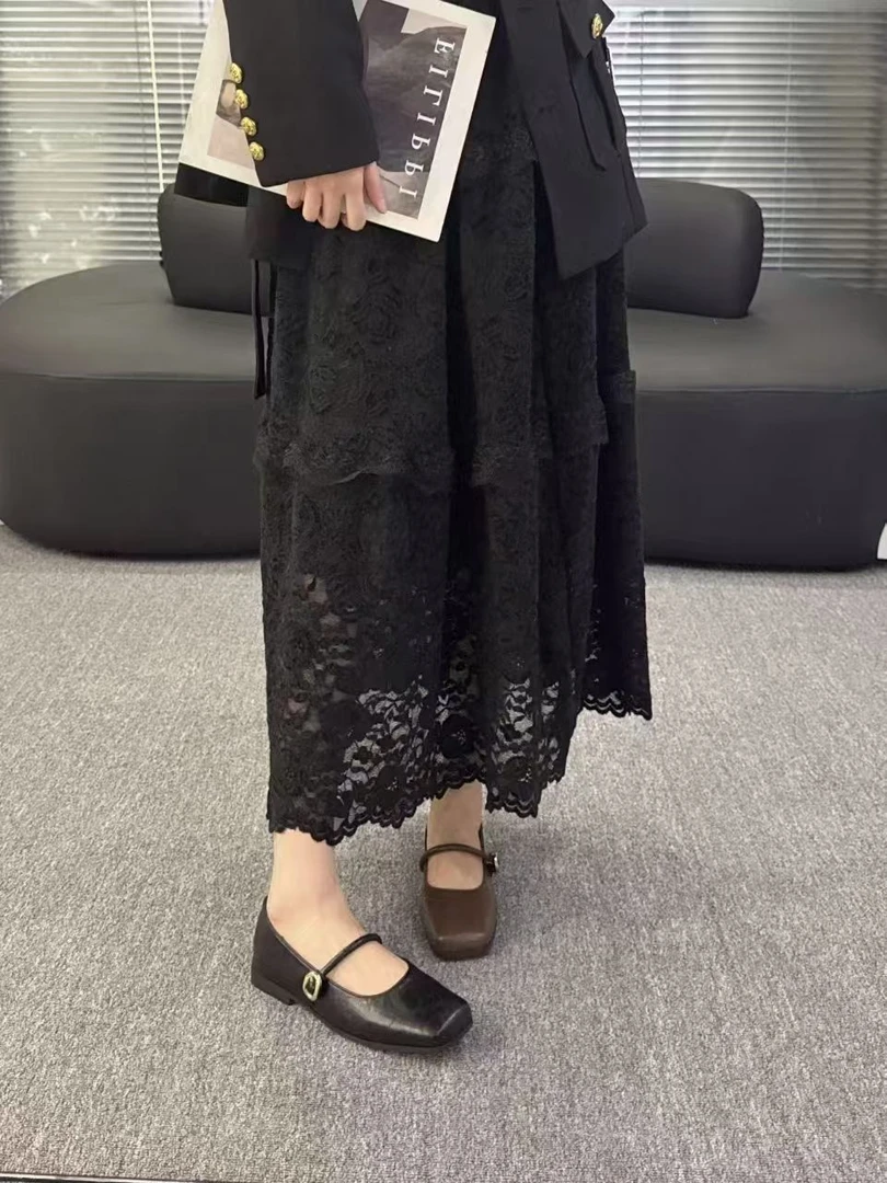 气质方头平底单鞋女2025复古软底20-173