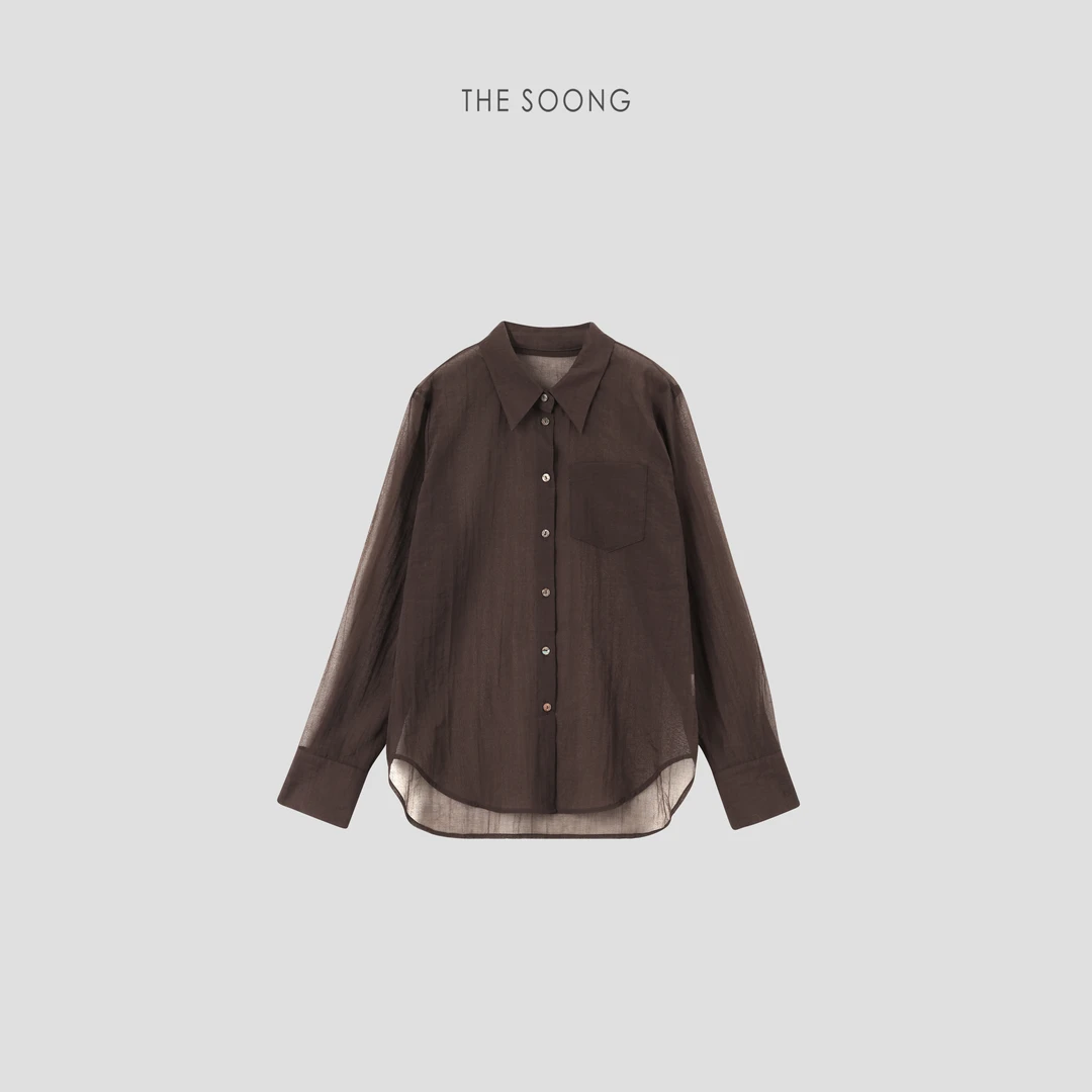 THESOONG|"无拘妙感"法式轻盈舒适肤感翻领衬衣外套HWCS6893