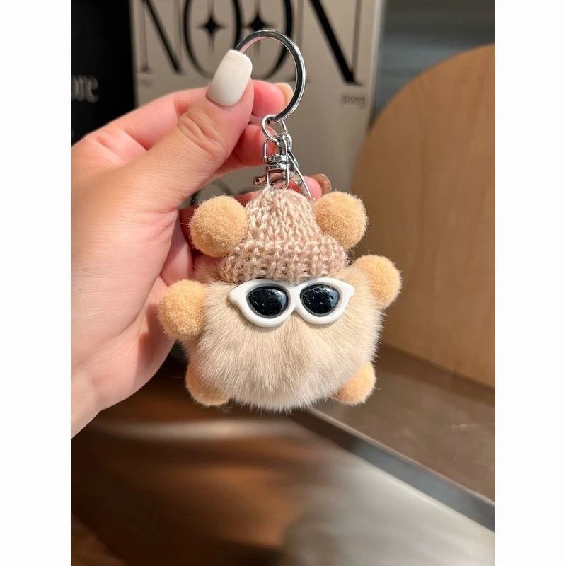 可爱仿獭兔毛小煤球包包挂件书包公仔挂饰卡通玩偶汽车钥匙FF