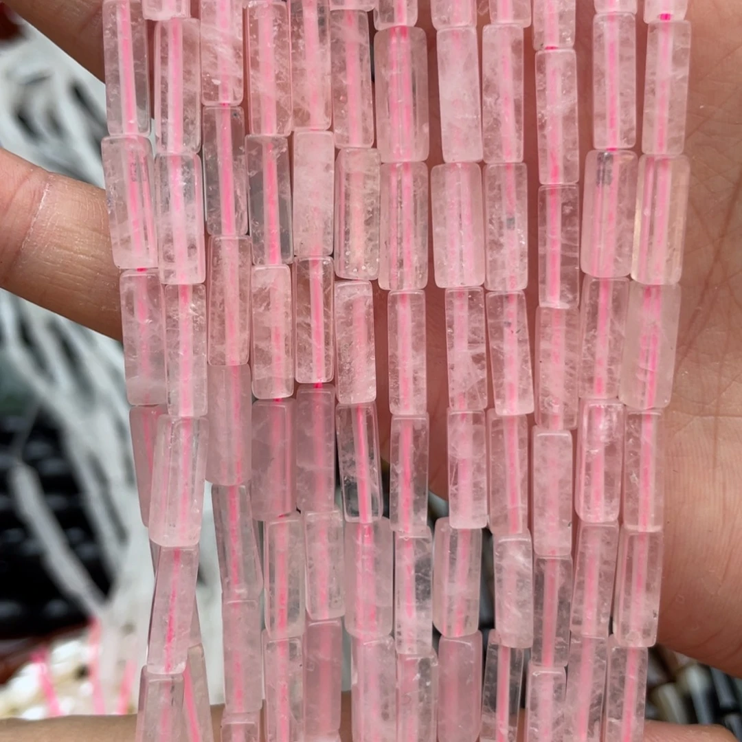 玛瑙/玉髓未镶嵌珠宝半成品粉水晶方管1条卡4*13