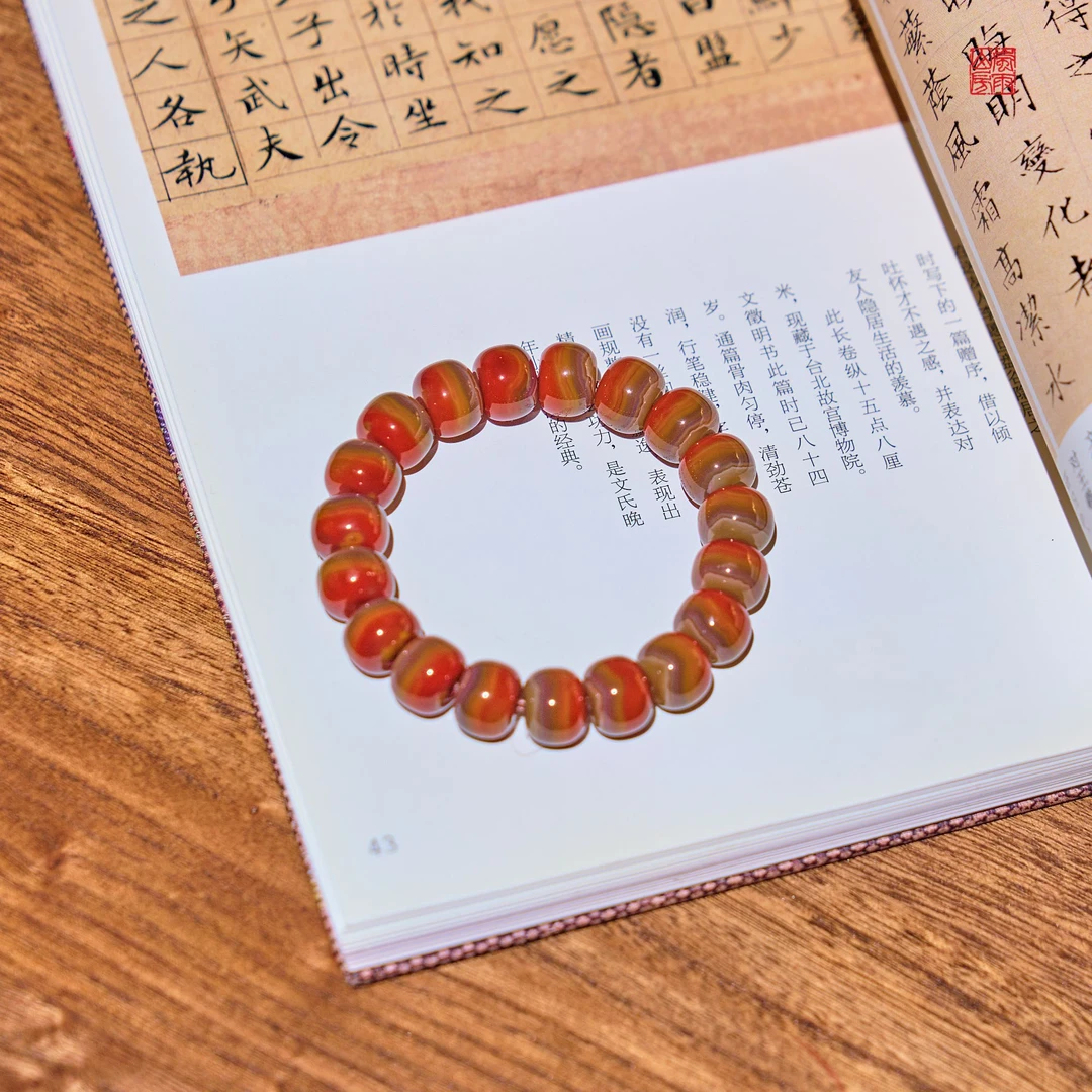 战国红 玛瑙 宣化料  云端满缠丝手串单圈素串  12mm