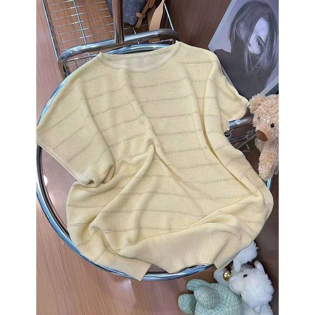 丽丽家~茉莉时尚女士镂空宽松圆领短袖