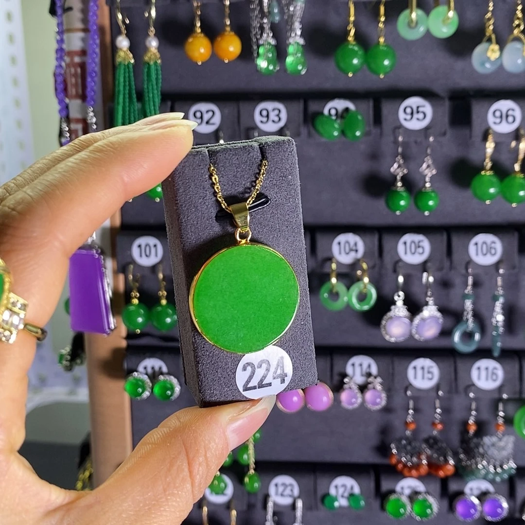 银S925镶嵌翡翠耳饰224