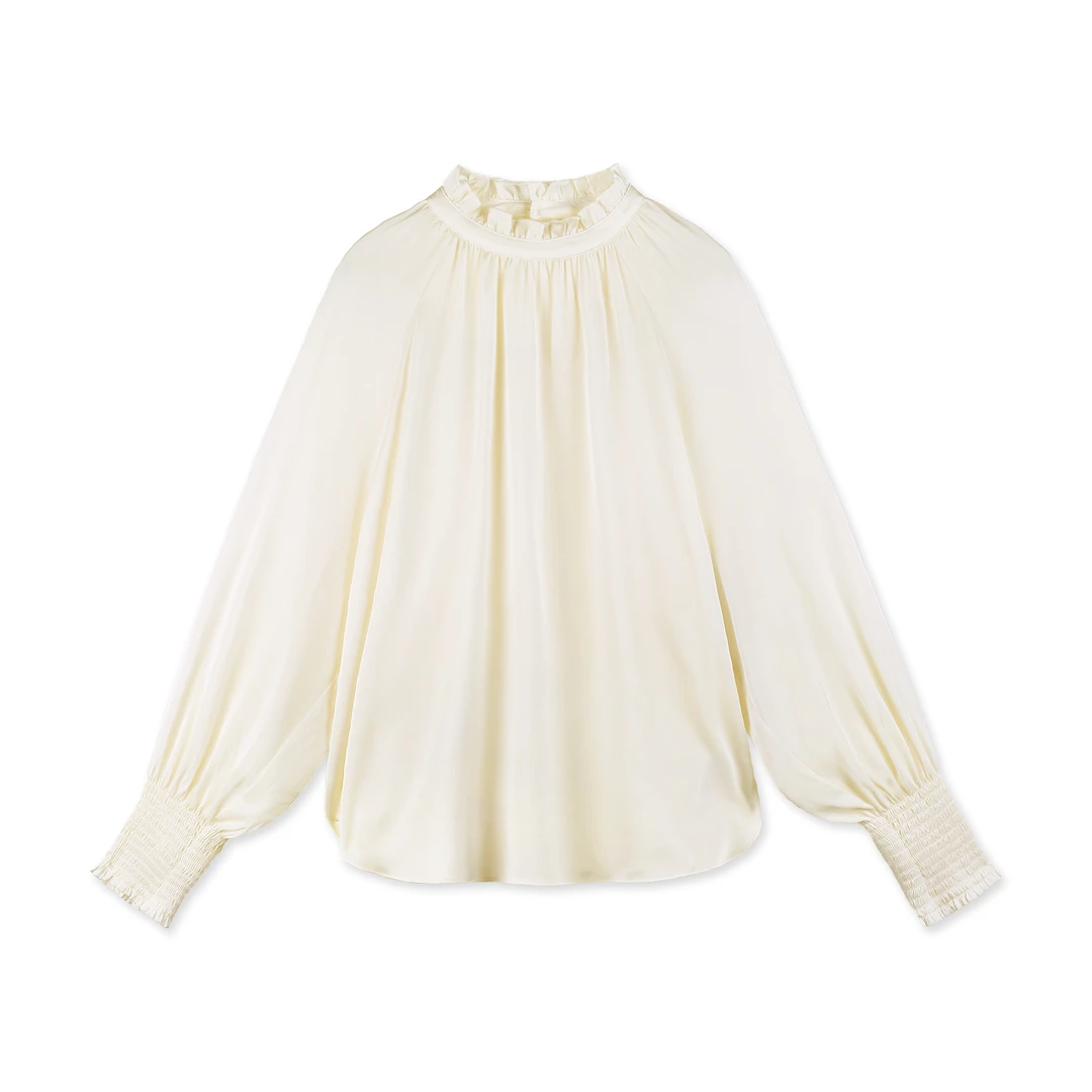 法式木耳边高领上衣YJHY-H921209