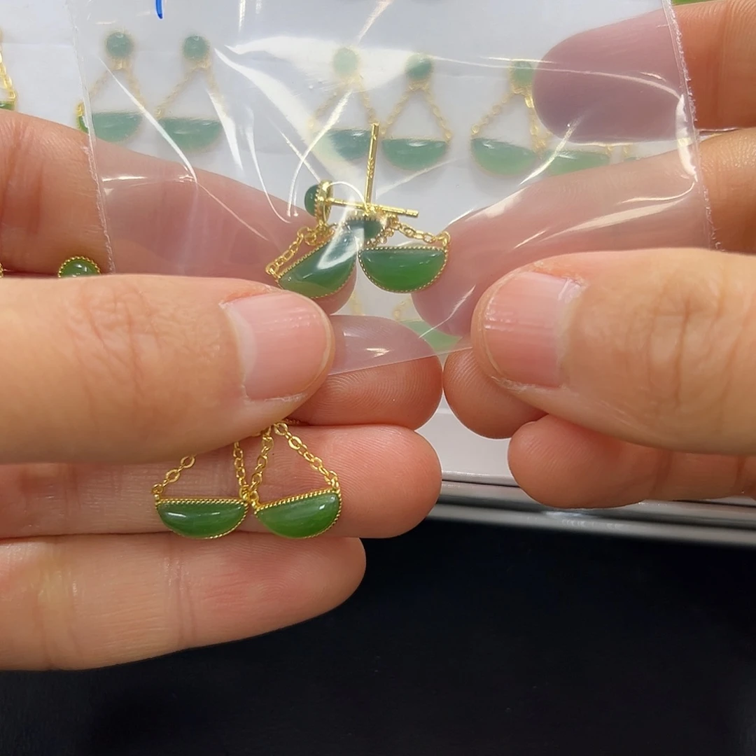 和田玉耳饰颜色多样性发货拍一发一银S925镶嵌Y*n