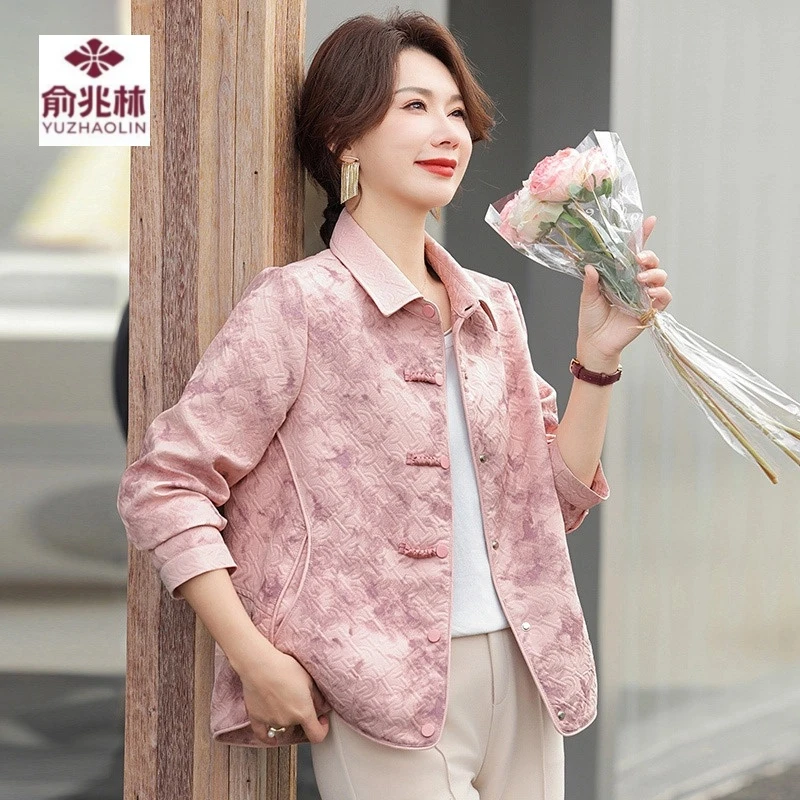 妈妈春装新中式国风外套2025新款50岁中老年女士春秋洋气大码上衣