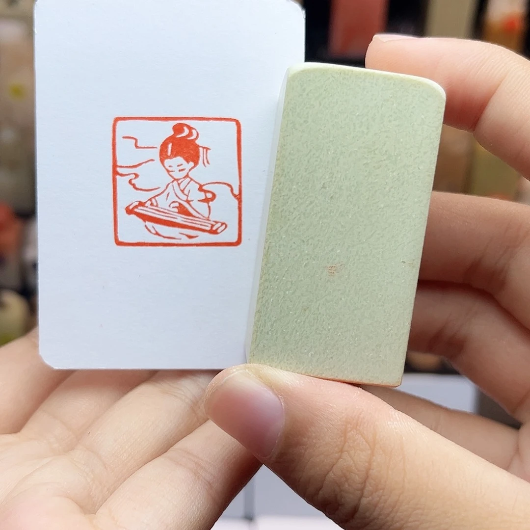 寿山石印石弹琴女孩2.5手工篆刻