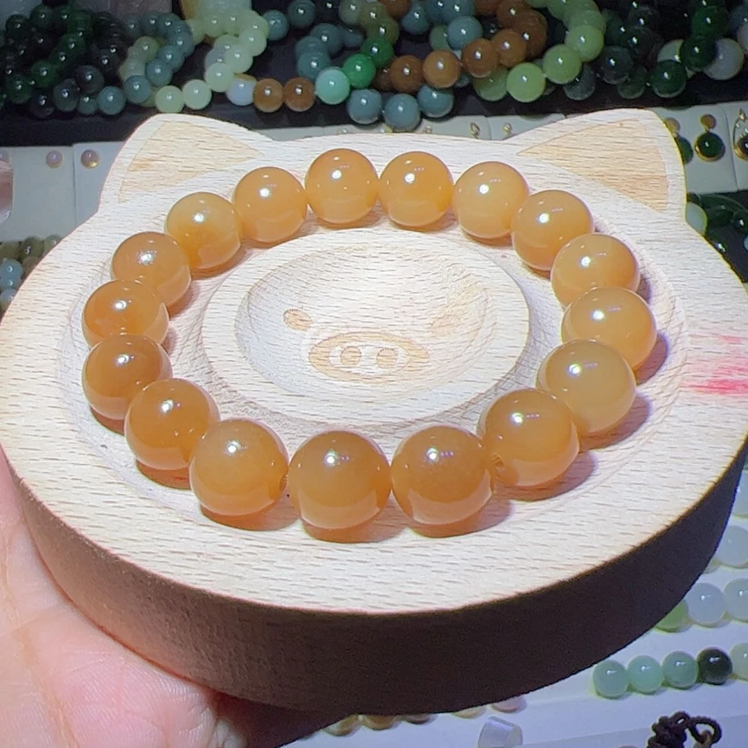 【闪购商品】和田玉（糖玉）手串未镶嵌新疆和田玉且末黄金糖手串11mm