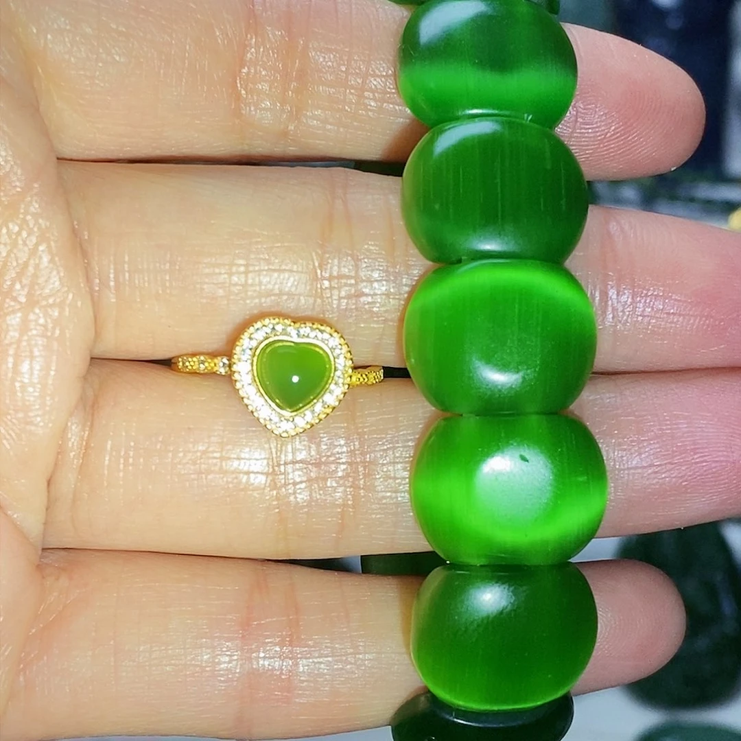 和田玉戒指银S925镶嵌