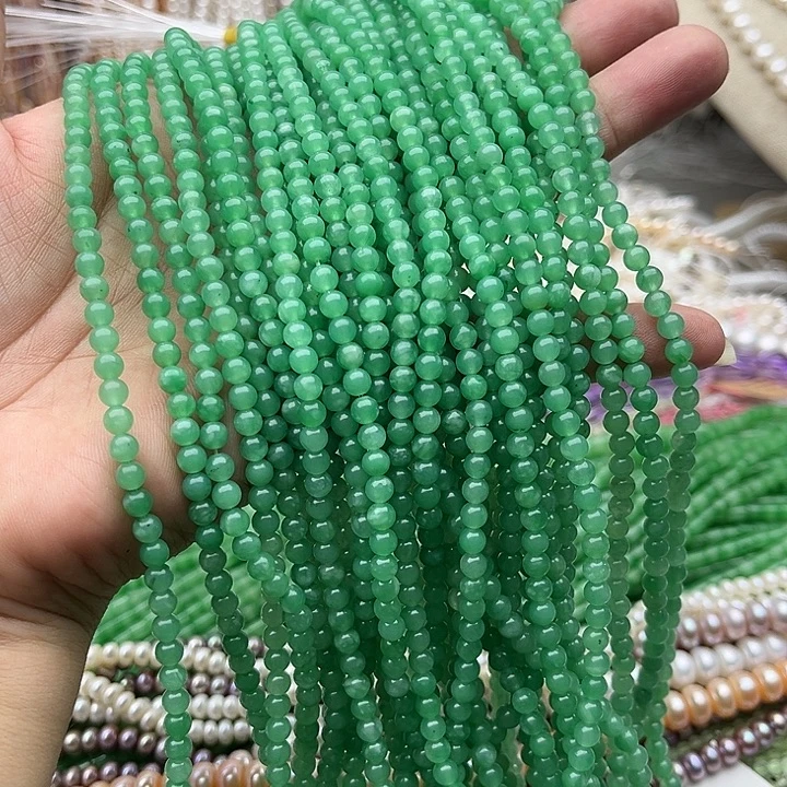 玛瑙/玉髓未镶嵌珠宝半成品2条4mm东陵玉