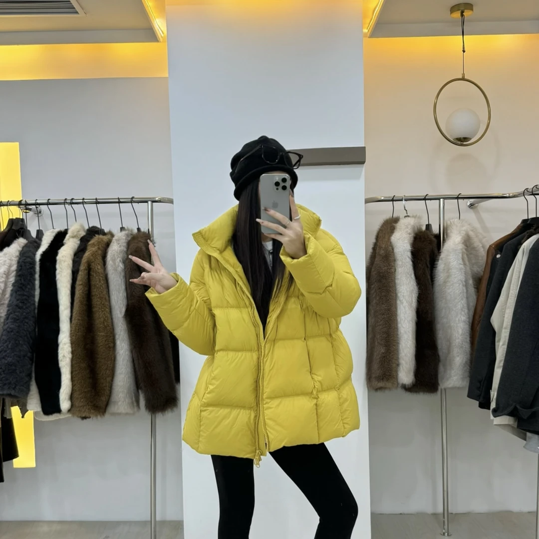 2025冬新款云朵泡芙90%白鹅绒五防简约收腰羽绒服女显瘦加厚保暖