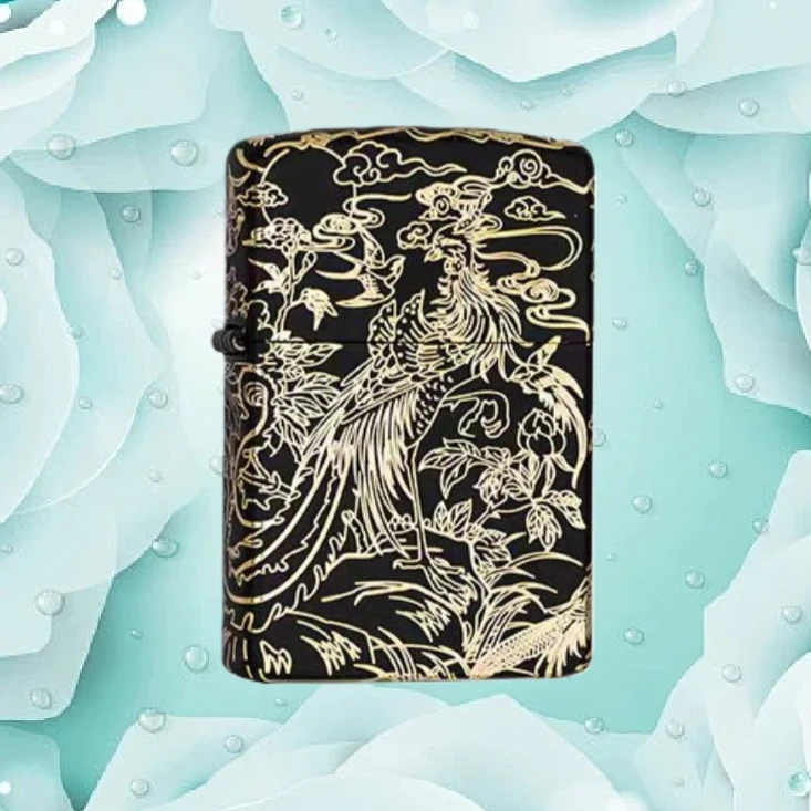 ZORRO佐罗黑漆五面精雕百鸟朝凤防风煤油打火机送男士无油