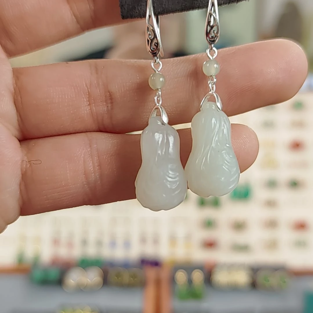 和田玉白菜银S925镶嵌