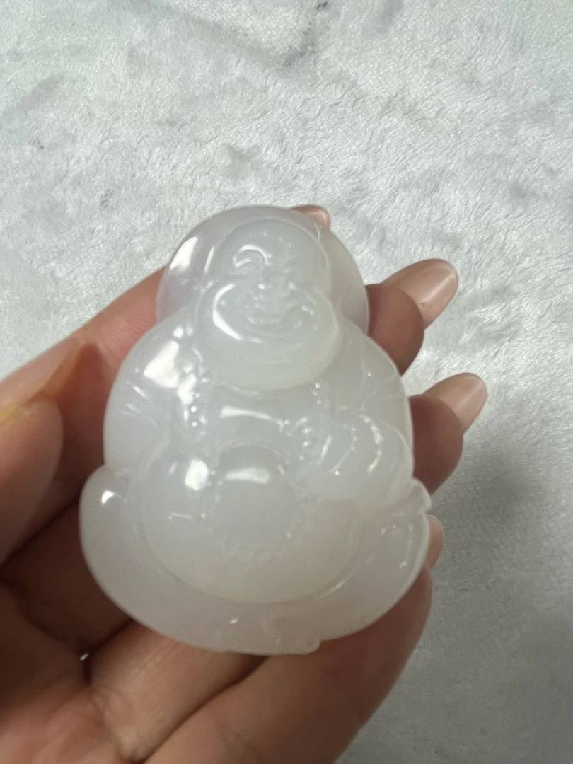 和田玉大肚弥勒佛双面雕刻