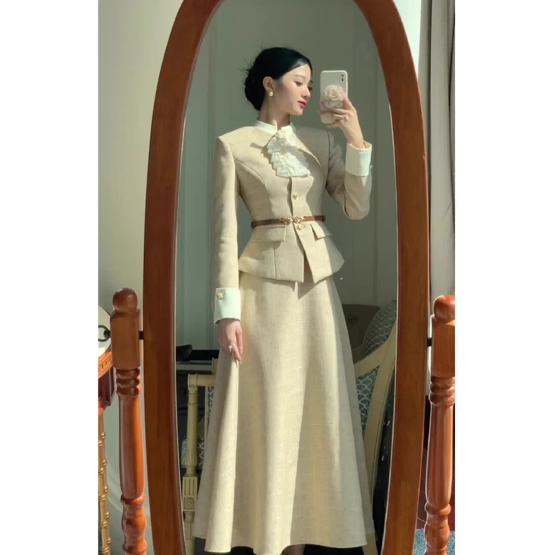 财阀千金小香风套装裙女秋高端气质名媛高级感小洋装新中式两件套