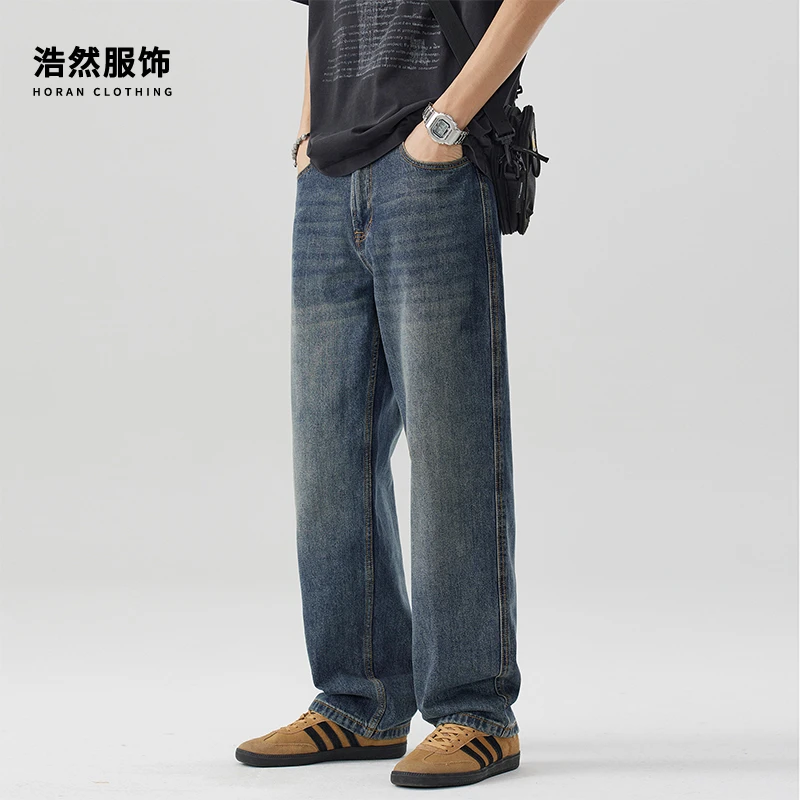【浩然服饰】牛仔裤男秋季潮流宽松百搭vibe高街宽松痞帅慵懒风男装