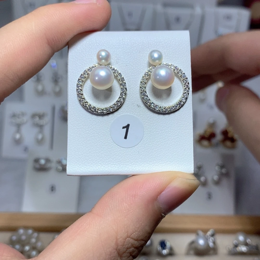 淡水珍珠耳饰银S925镶嵌