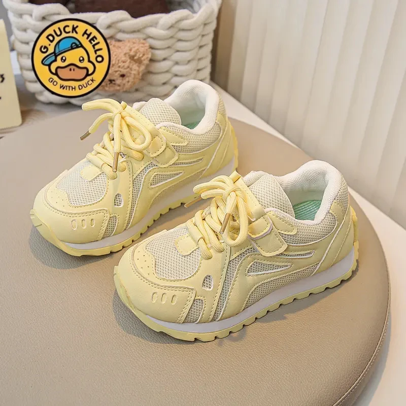 小黄鸭女童德训鞋儿童鞋透气软底阿甘鞋网面轻便单鞋百搭休闲鞋