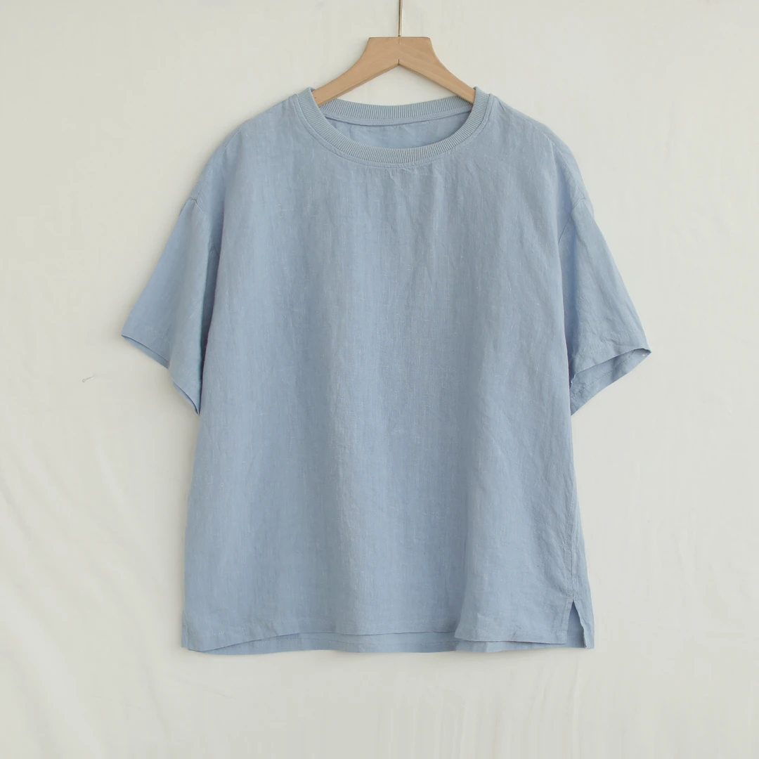 【麻念】衣长61-65 100%亚麻夏款时尚居家通勤纯色休闲T恤女M730