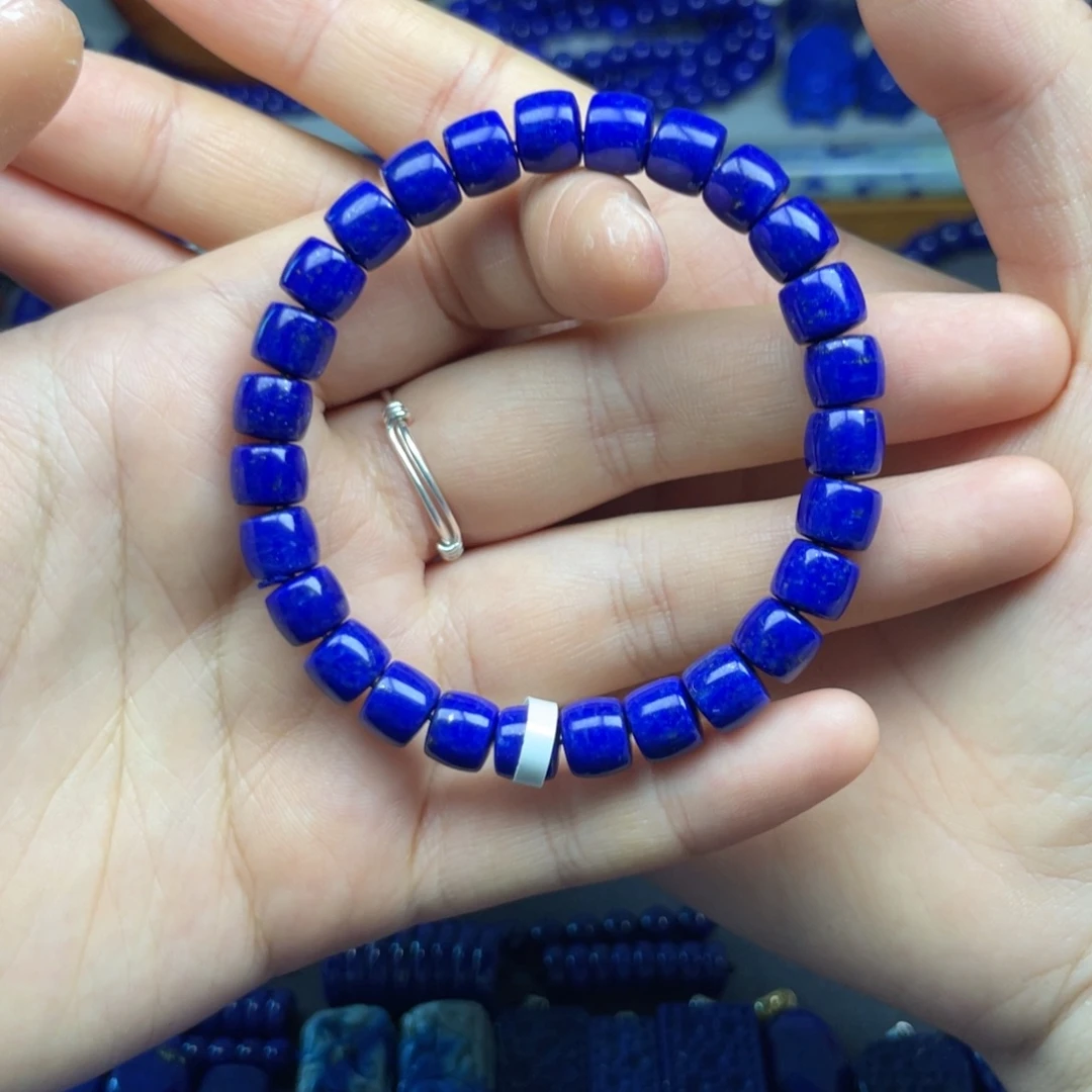 青金石未镶嵌直切手串8+