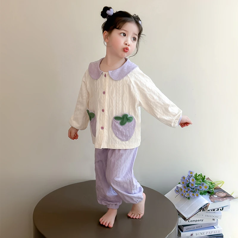 女童睡衣春秋纯棉睡衣女孩家居服宝宝睡衣薄款儿童女宝宝分体套装