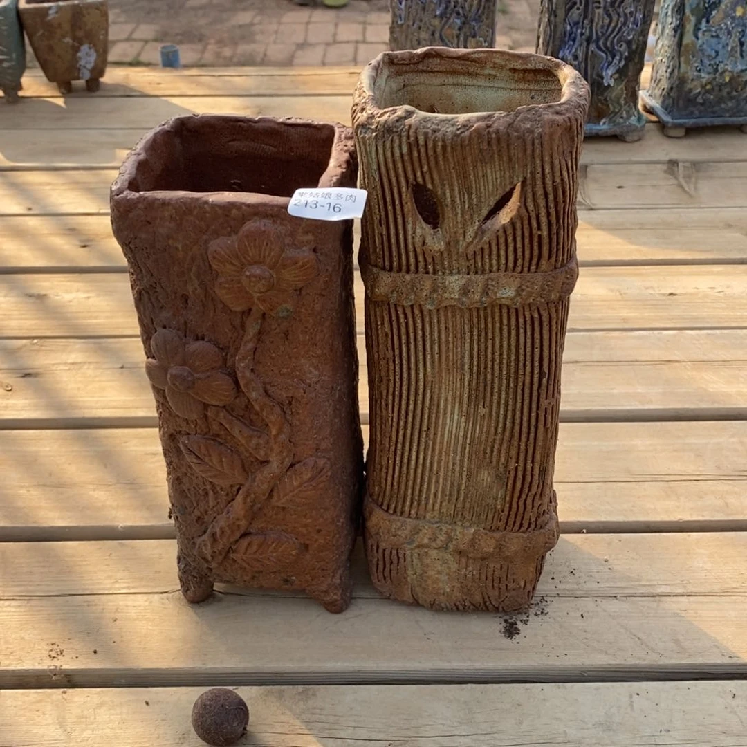 红陶渔*归16号两个多肉盆组合