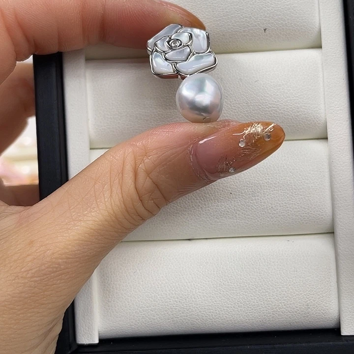 海水珍珠银S925镶嵌吊坠(不含链)