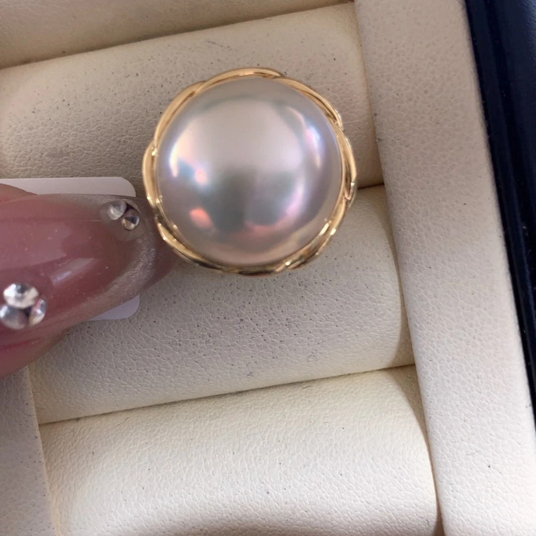 拼合珍珠（马贝珠）戒指18K金镶嵌