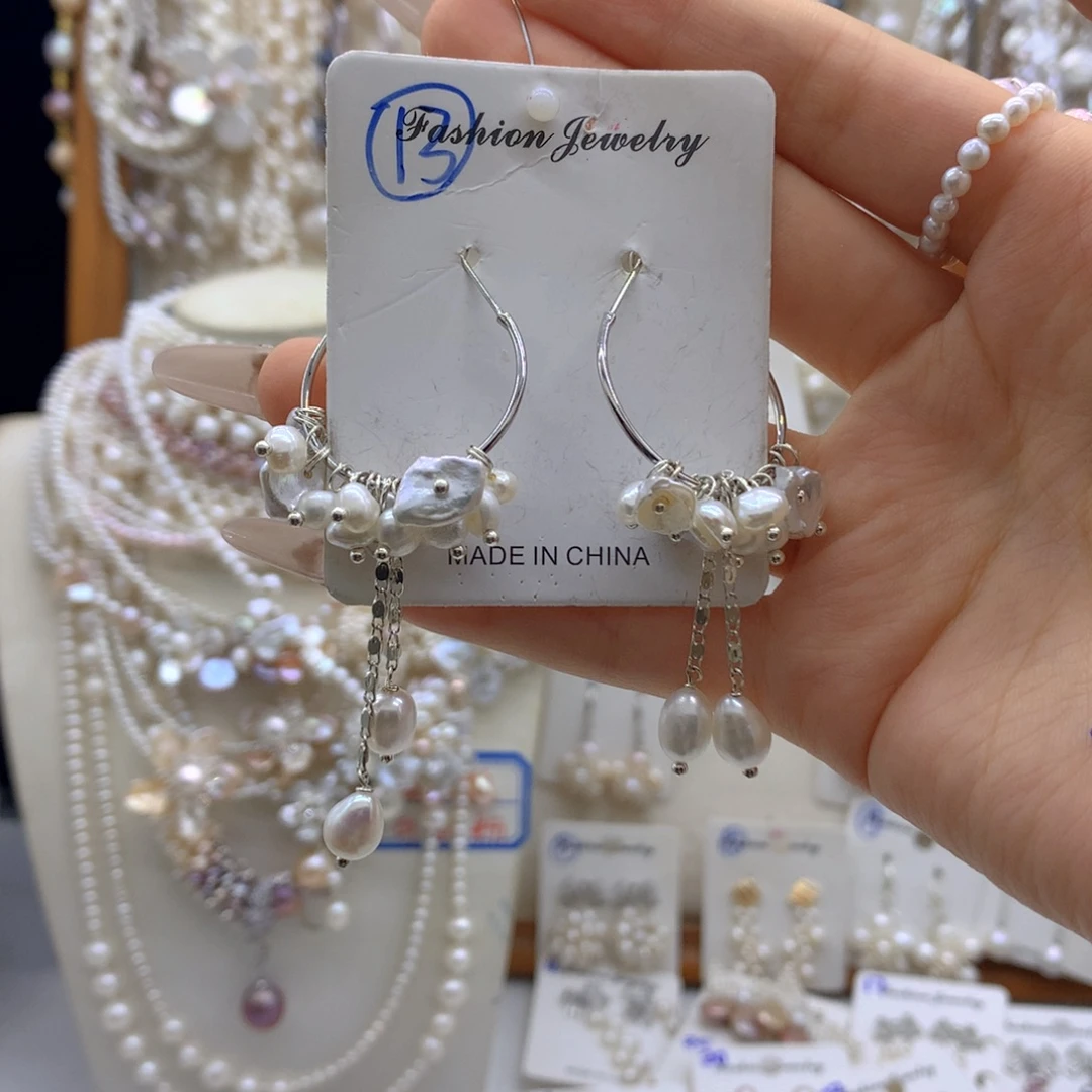 银S925镶嵌淡水珍珠项链耳饰