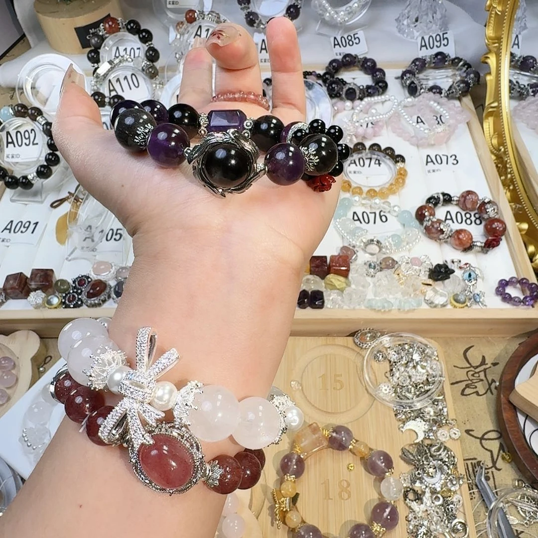 烟晶手链银S925镶嵌黑洞