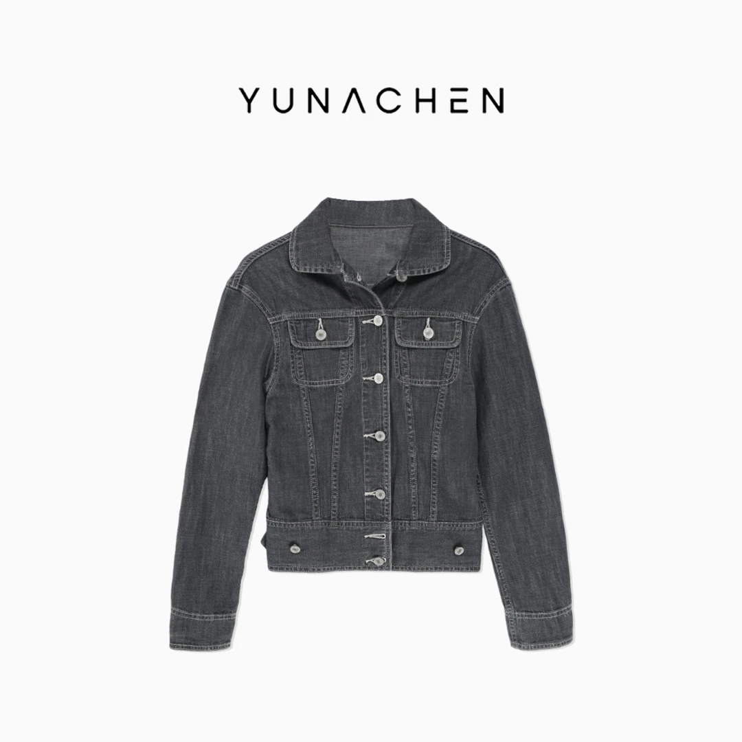 菠萝宝宝yuna【灰调飒影牛仔夹克】灰色牛仔外套YH5