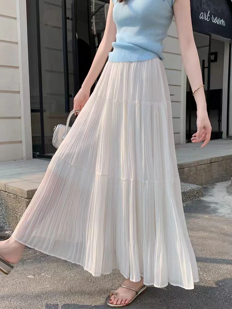 SHUSHU 夏季显瘦透气纱纱半身裙