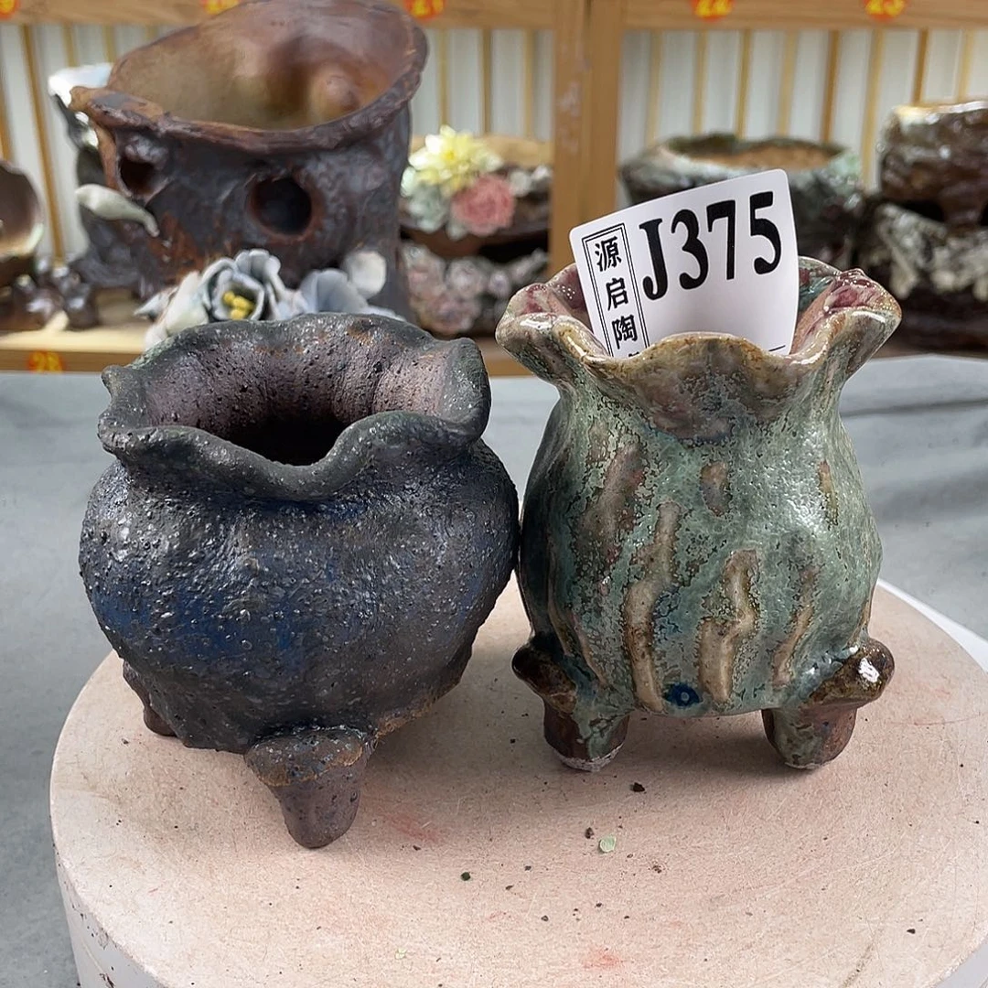 紫砂花盆景德镇手工陶瓷花盆375