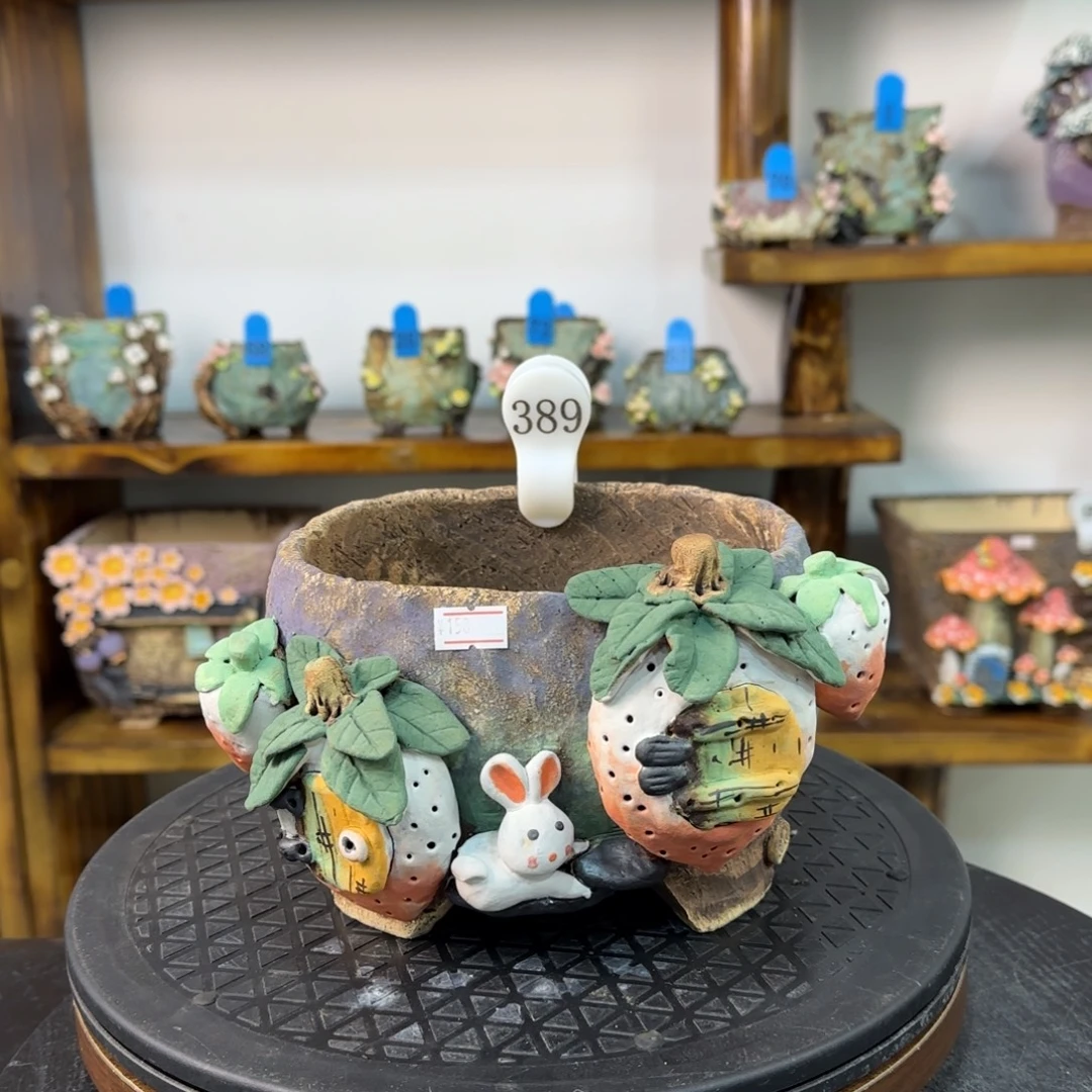 本默花器手捏花盆、