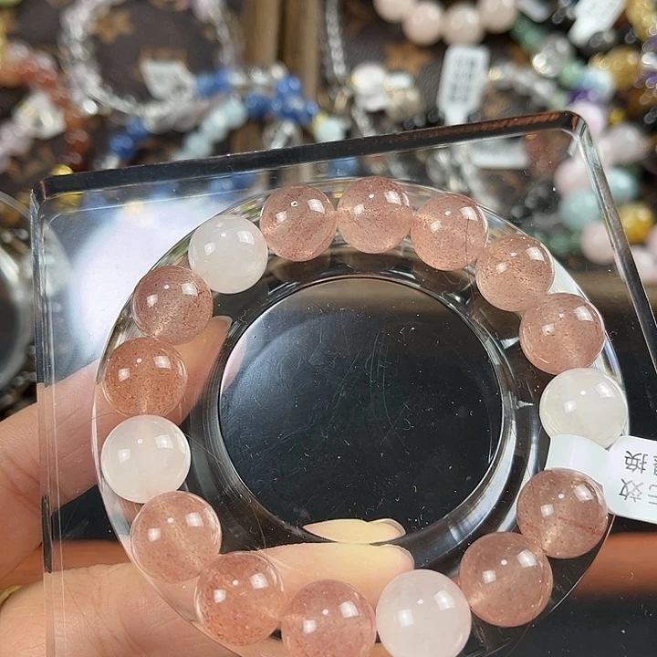 合金水晶手链草莓晶西柚马粉