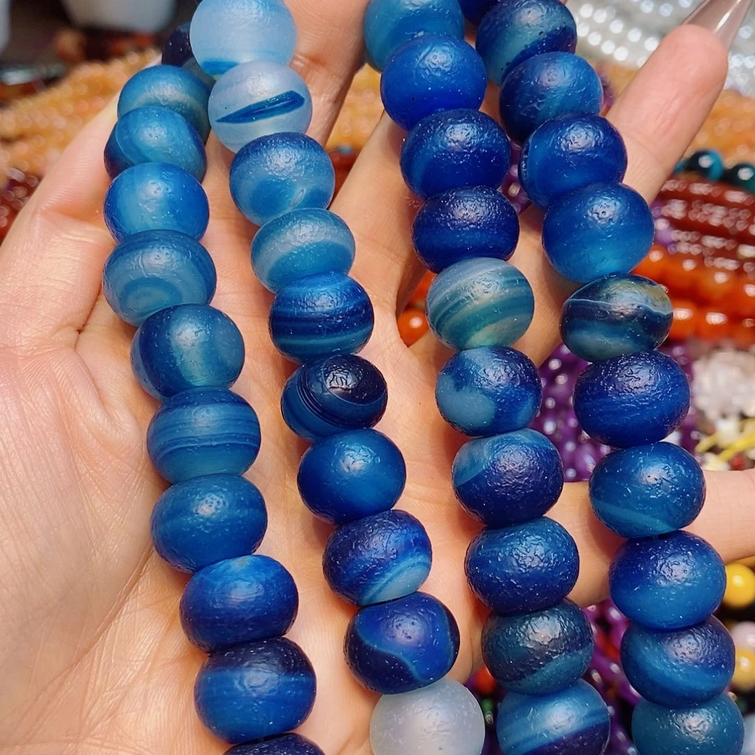 玛瑙/玉髓散珠橘皮玛瑙大孔一条16mm