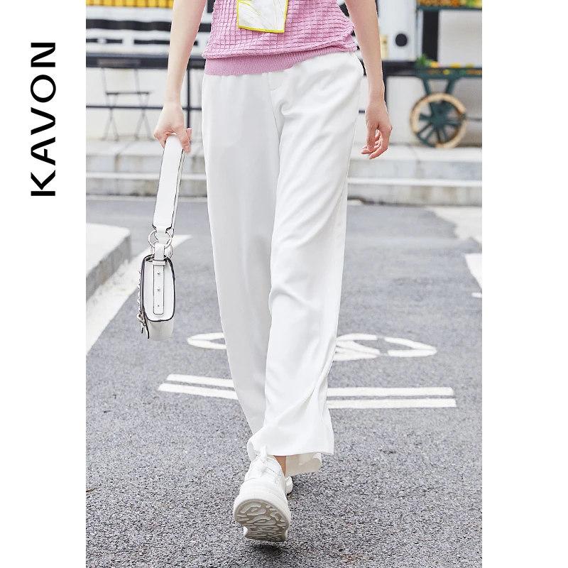 【Susie】欧若风不对称腰头显腿长白色垂感直筒裤KK2H844KE