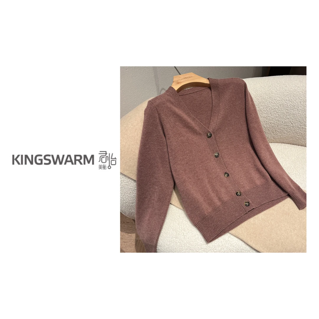 君怡【女士新款V领羊绒开衫】100山羊绒