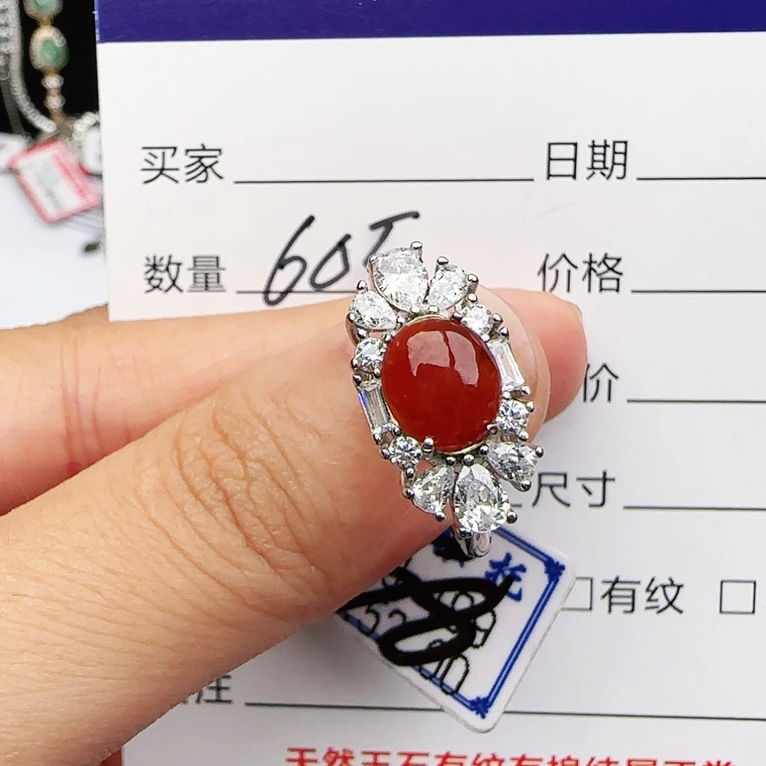 银S925镶嵌戒指翡翠戒指
