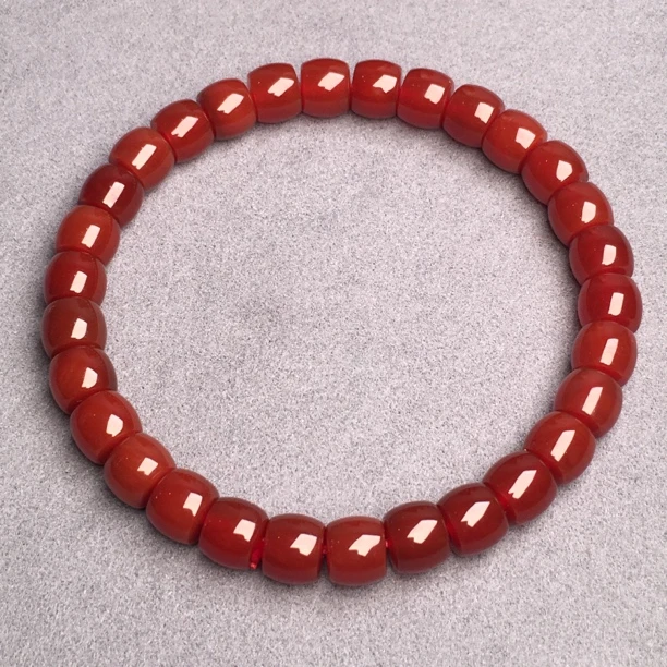 天然川料南红典藏牛血红单圈卡7➕