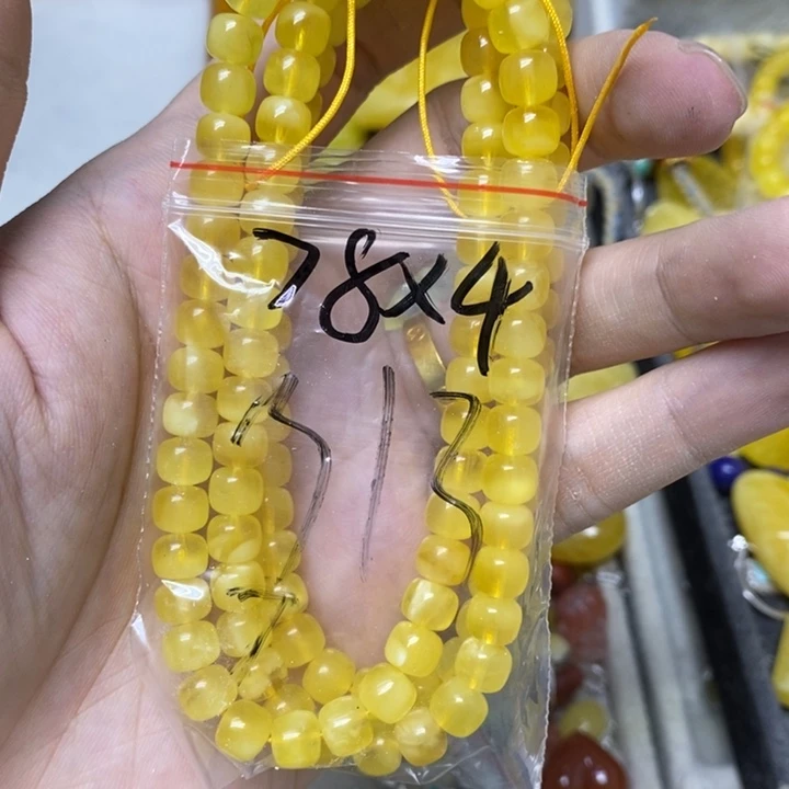 日***美未镶嵌蜜蜡裸石串