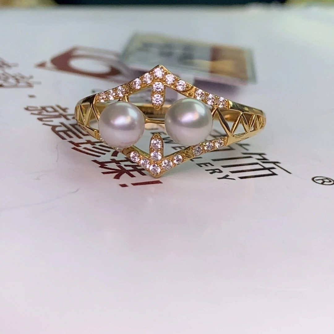 14K金镶嵌戒指海水珍珠