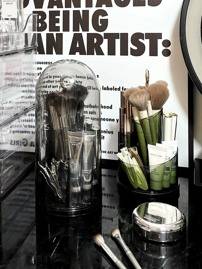 高品质带盖旋转化妆刷笔筒收纳盒1个