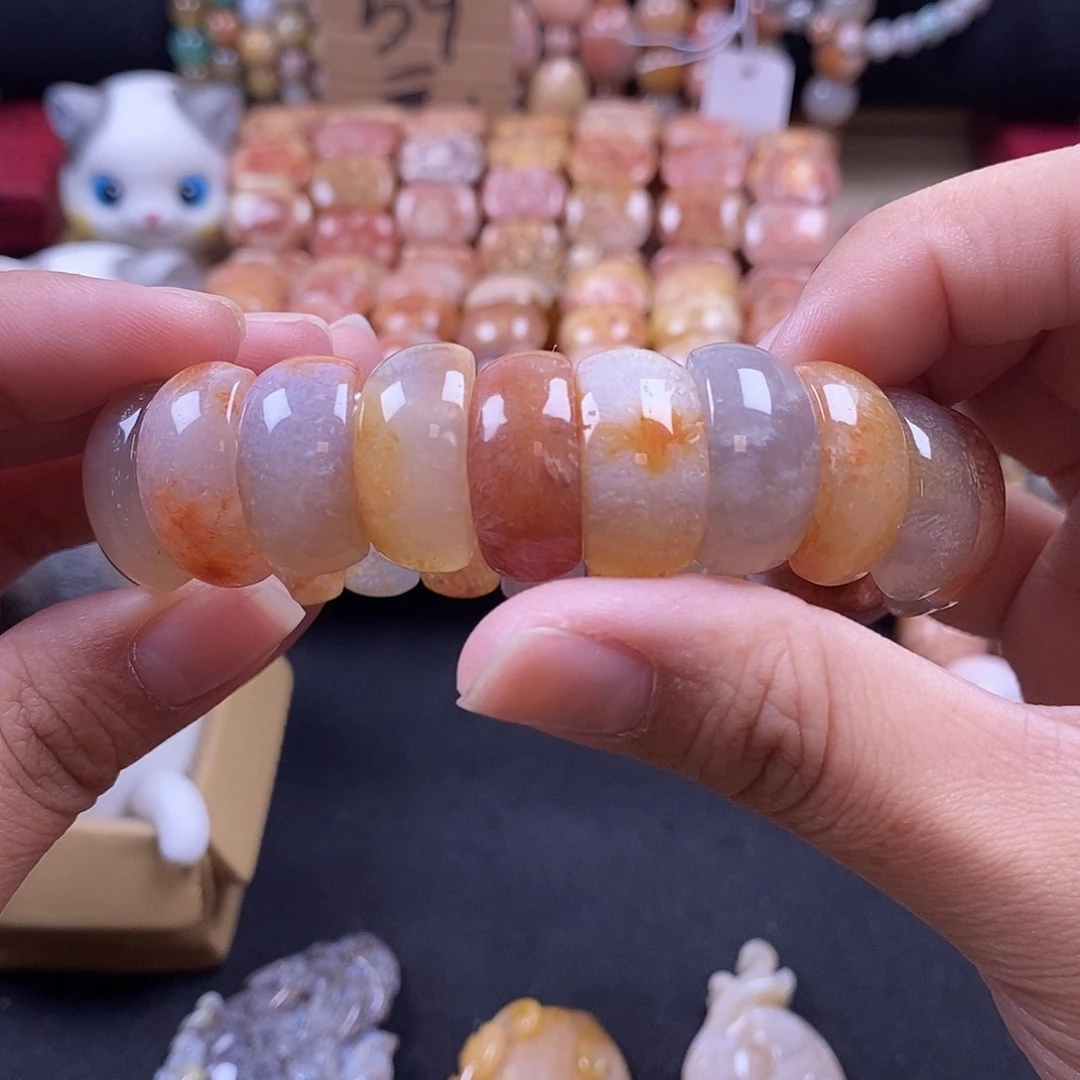 硅化珊瑚（珊瑚玉）手牌未镶嵌高冰 43