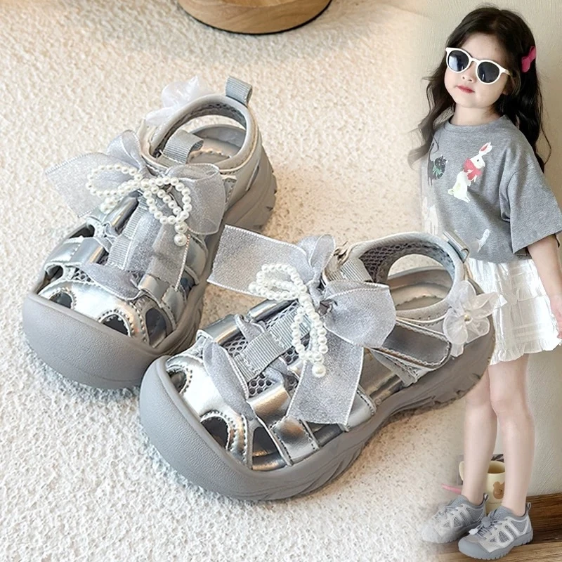 ABC女童芭蕾风凉鞋2025夏季新款儿童女孩宝宝鞋包头软底公主鞋子