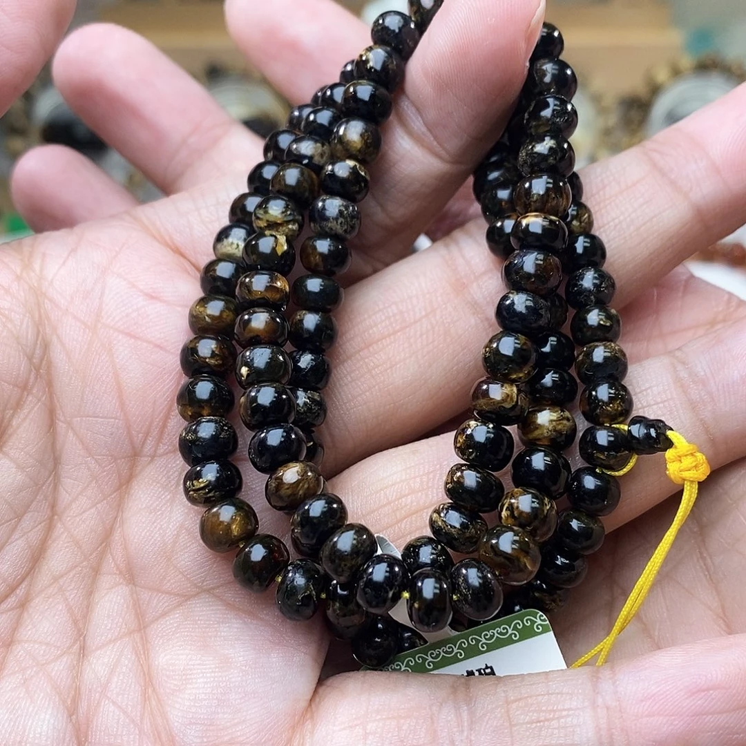 琥珀未镶嵌手链黑6