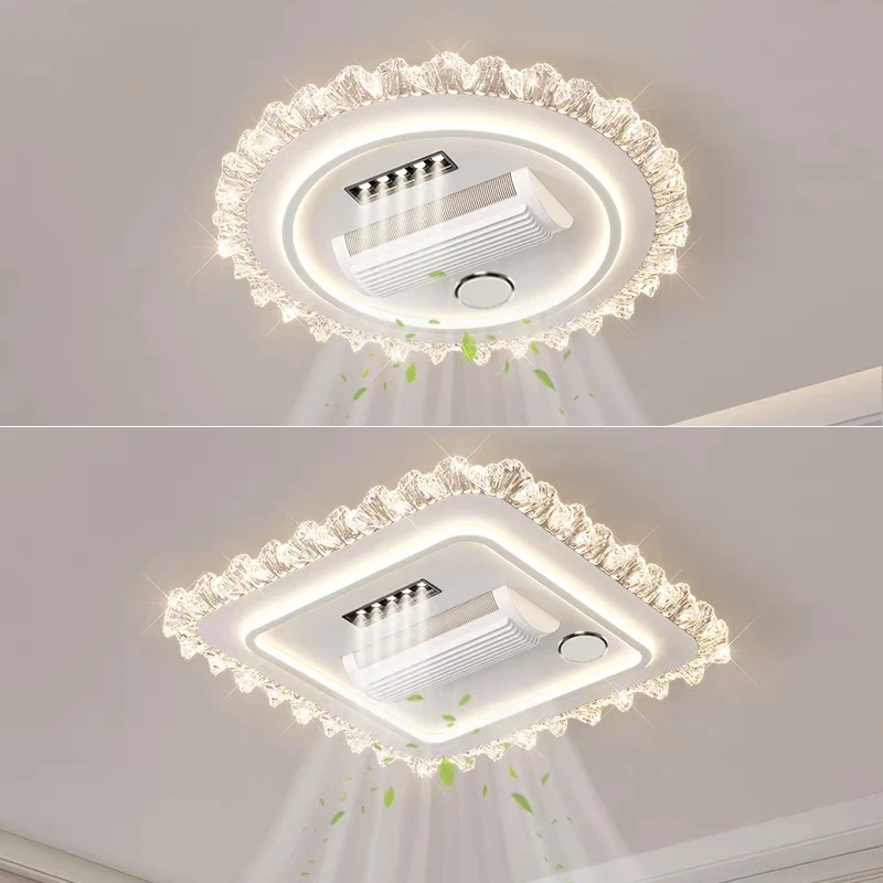 6252餐厅隐形无叶风扇灯2025新款静音大风力卧室饭厅多功能灯具