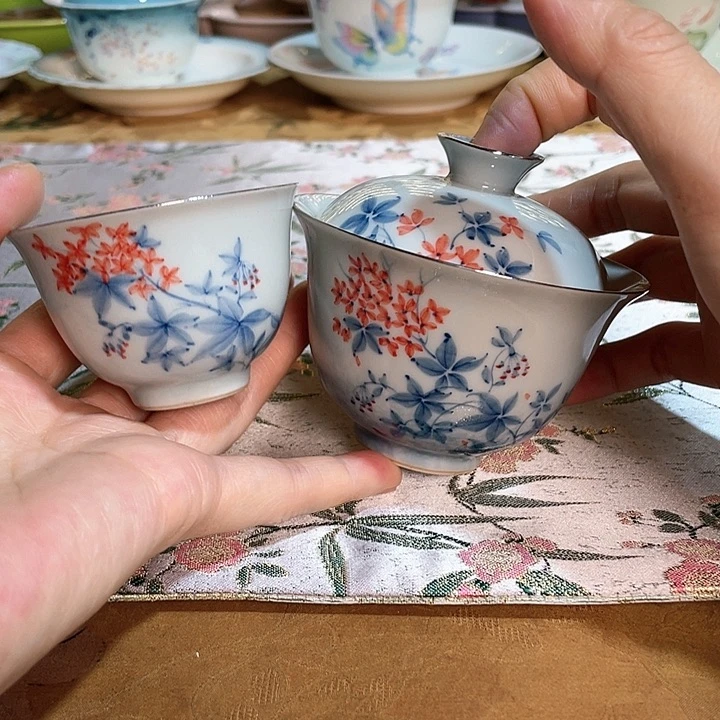 【闪购商品】花时反秋盖碗➕福灵茶杯哈哈