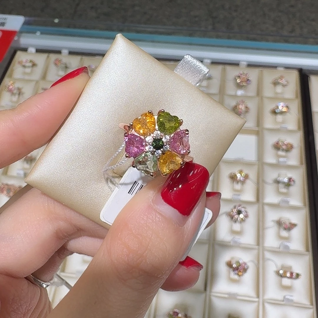 银S925镶嵌戒指碧玺